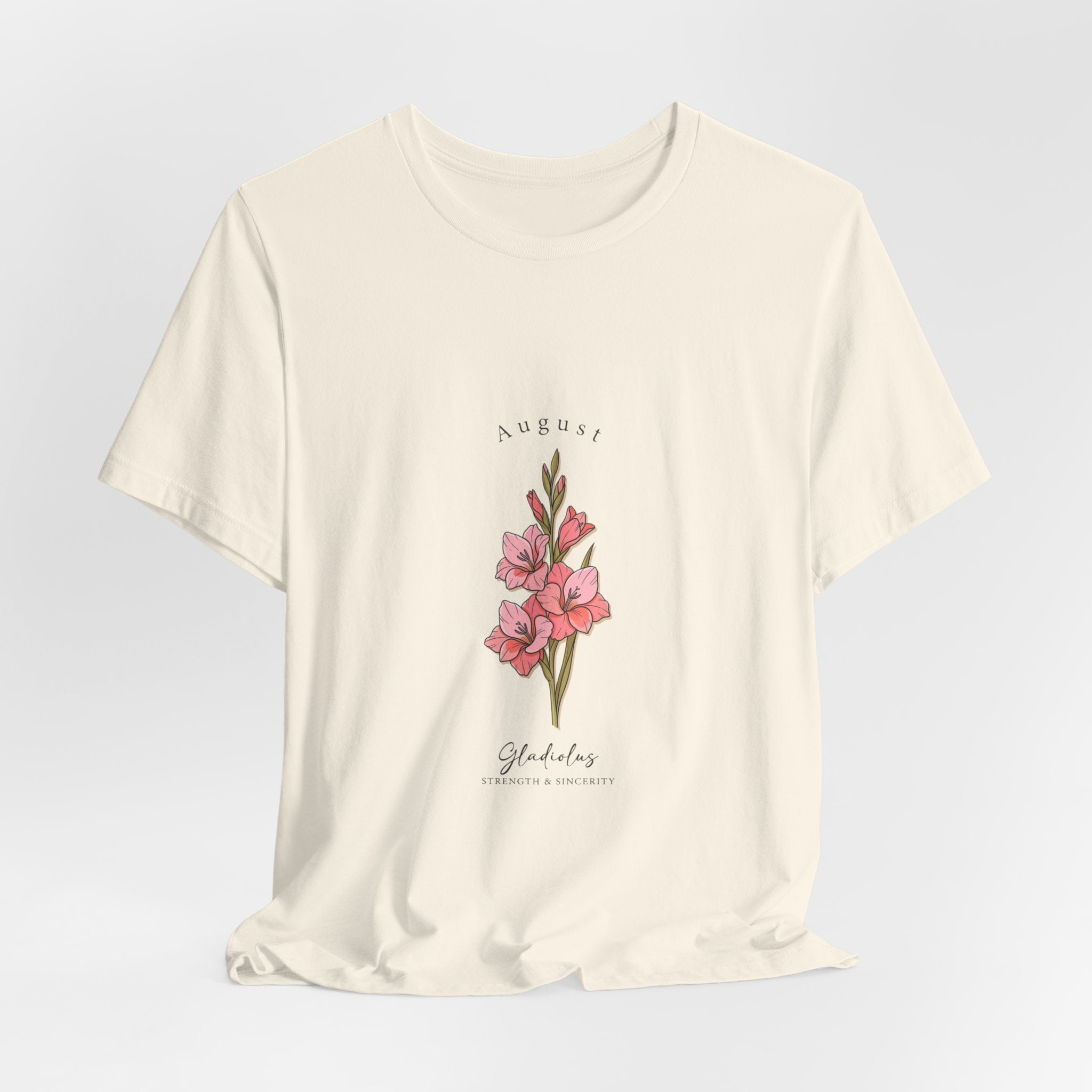 August Gladiolus Birth Month Flower Tee | Botanical Watercolor, Personalized