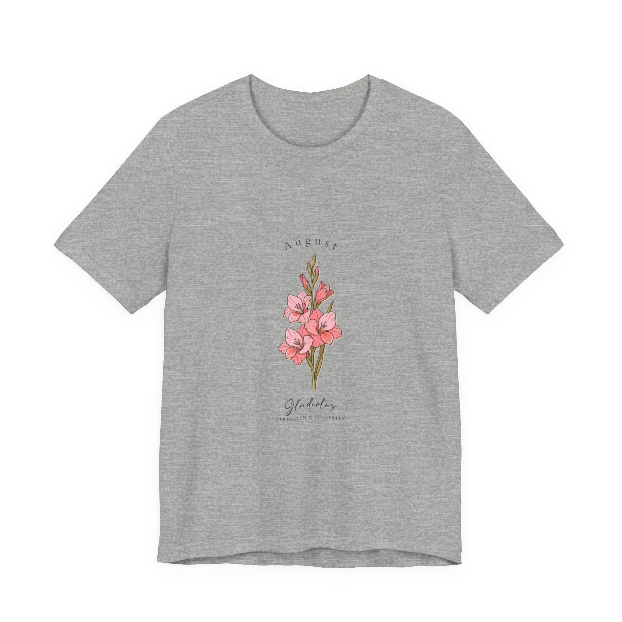 August Gladiolus Birth Month Flower Tee | Botanical Watercolor, Personalized