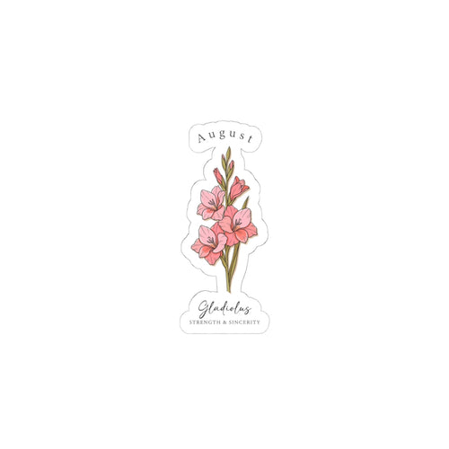 August Gladiolus Birth Flower Sticker | Botanical, Watercolor, Personalized Name