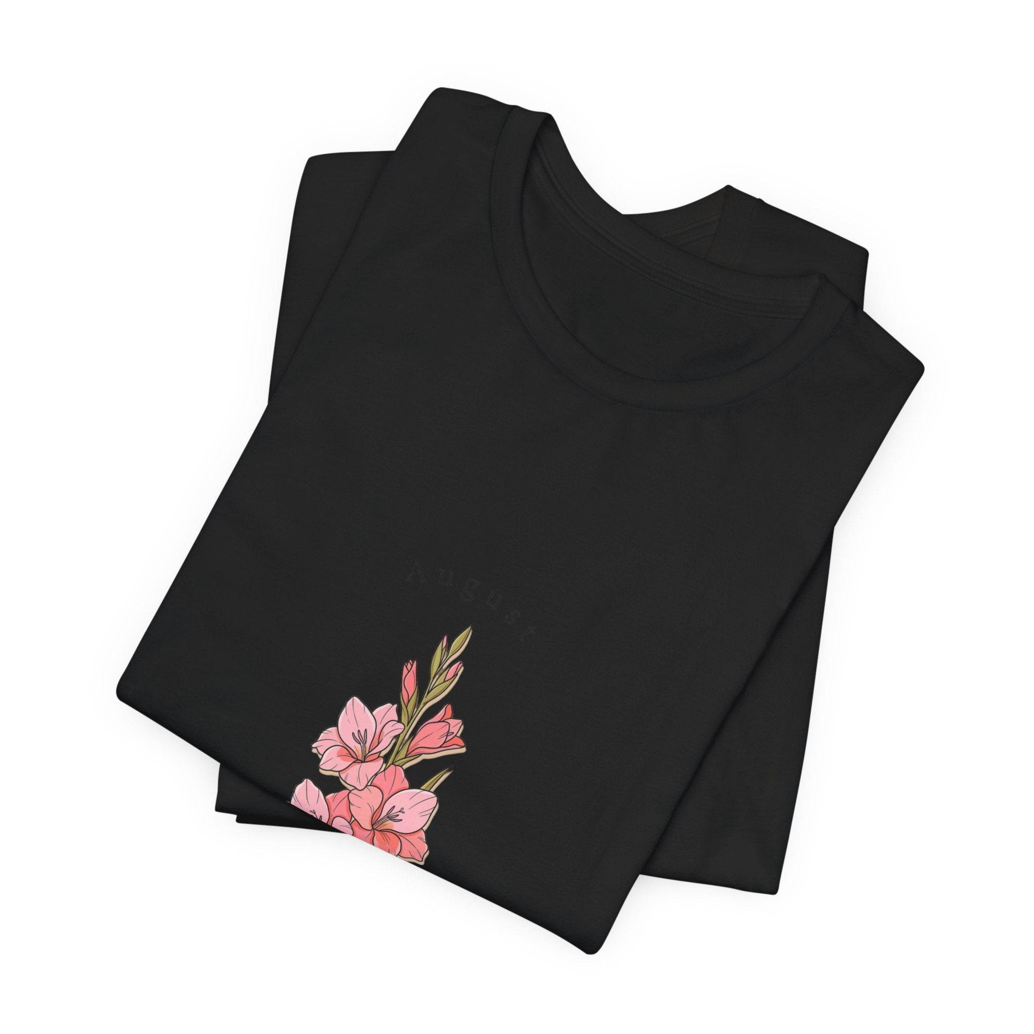 August Gladiolus Birth Month Flower Tee | Botanical Watercolor, Personalized