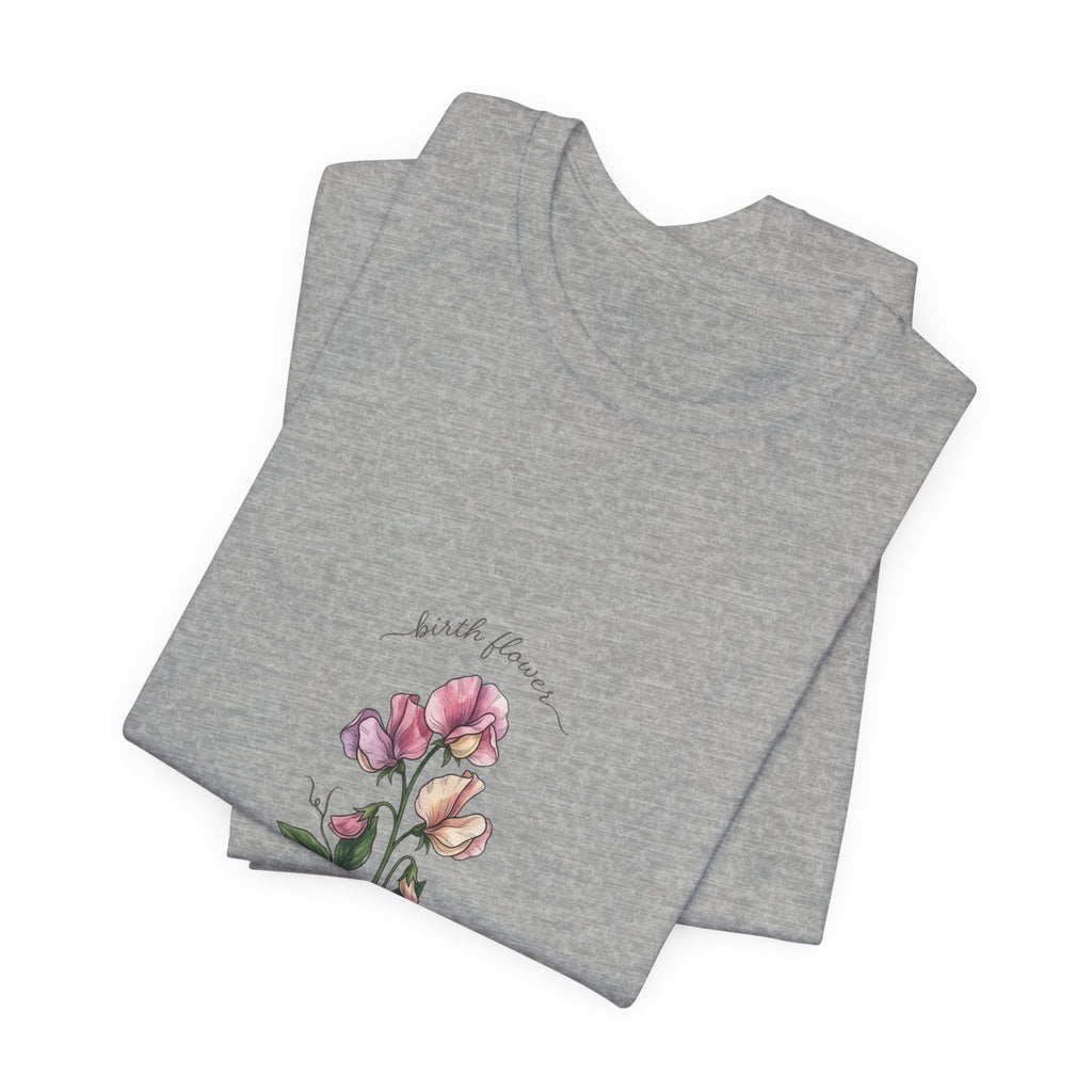 Birth Month Flower T-Shirt | Botanical Watercolor, Personalized Name