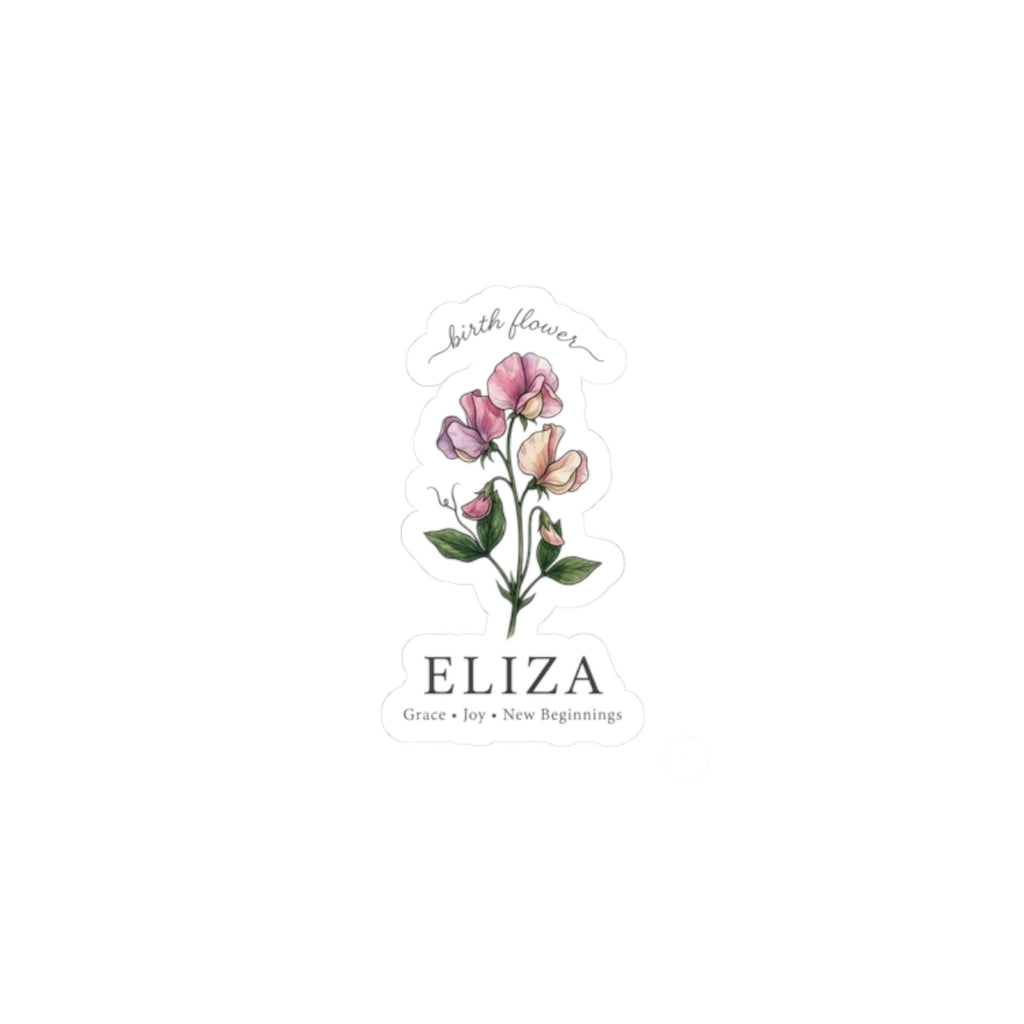 Personalized Birth Flower Sticker | Botanical Watercolor, Custom Name