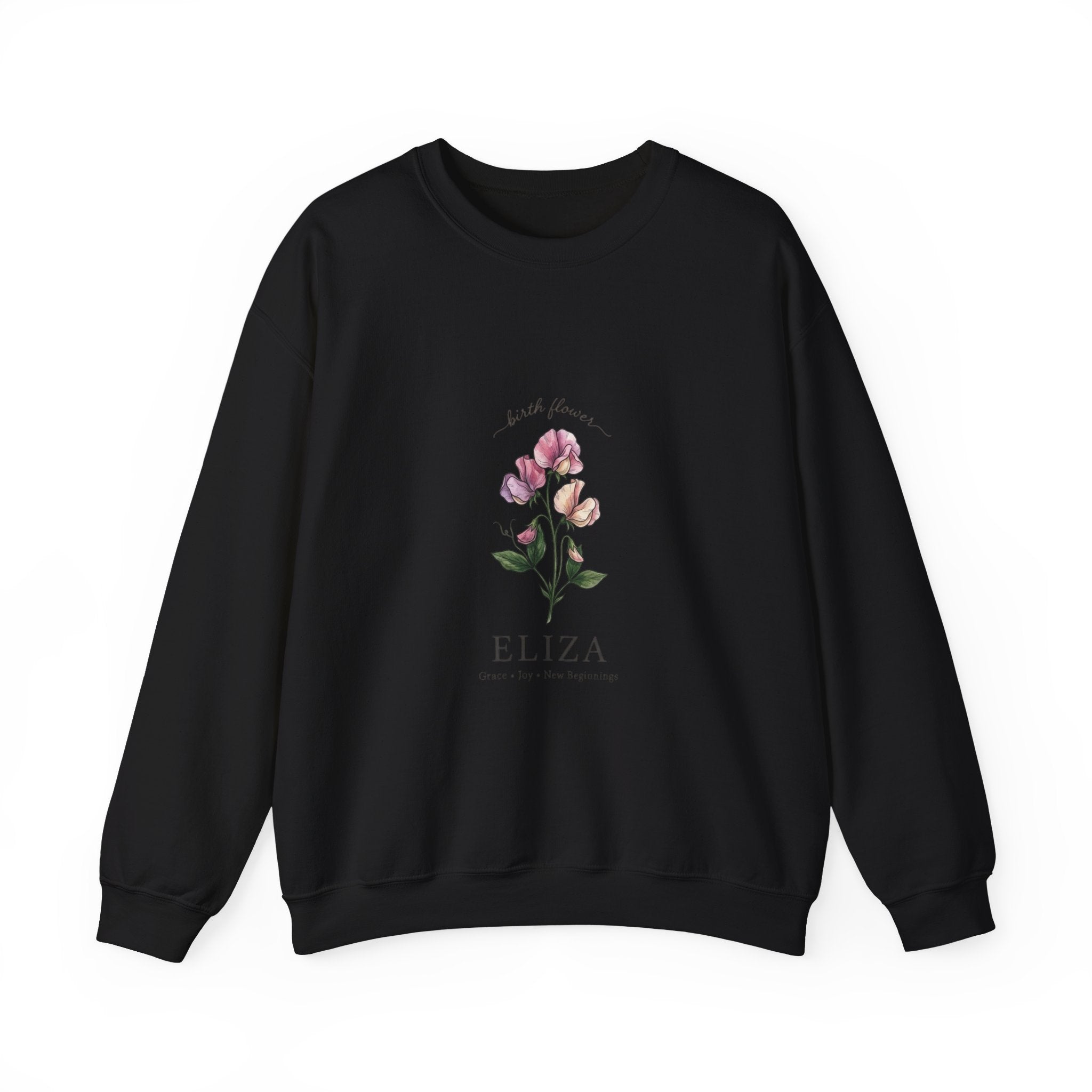 Personalized Birth Flower Sweatshirt | Botanical Watercolor, Custom Name