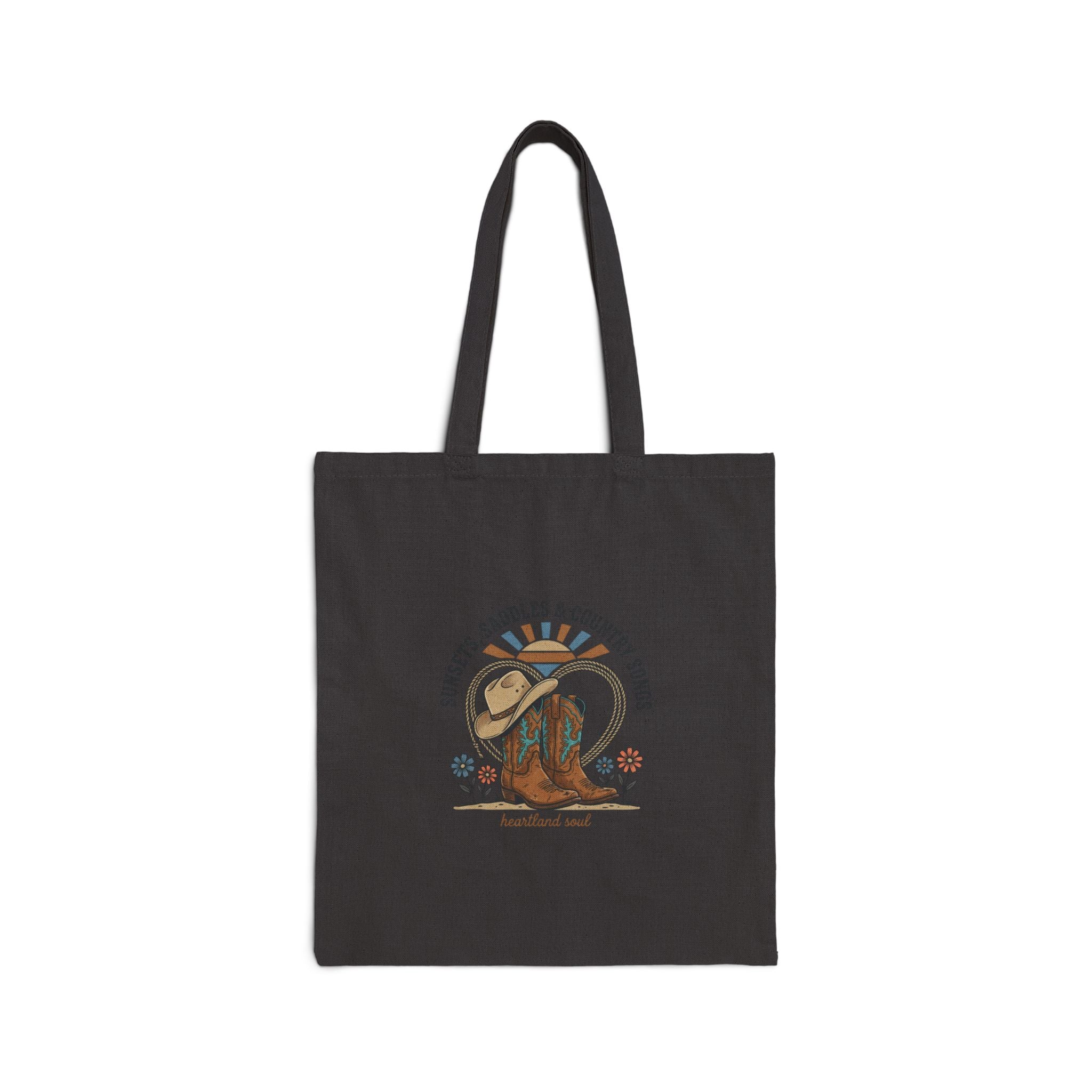 Cowgirl Boots & Hat Tote, western prairie rustic canvas bag | ranch rodeo vintage