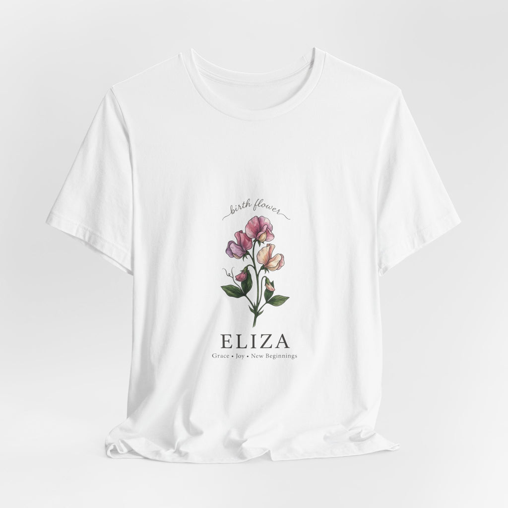 Birth Month Flower T-Shirt | Botanical Watercolor, Personalized Name