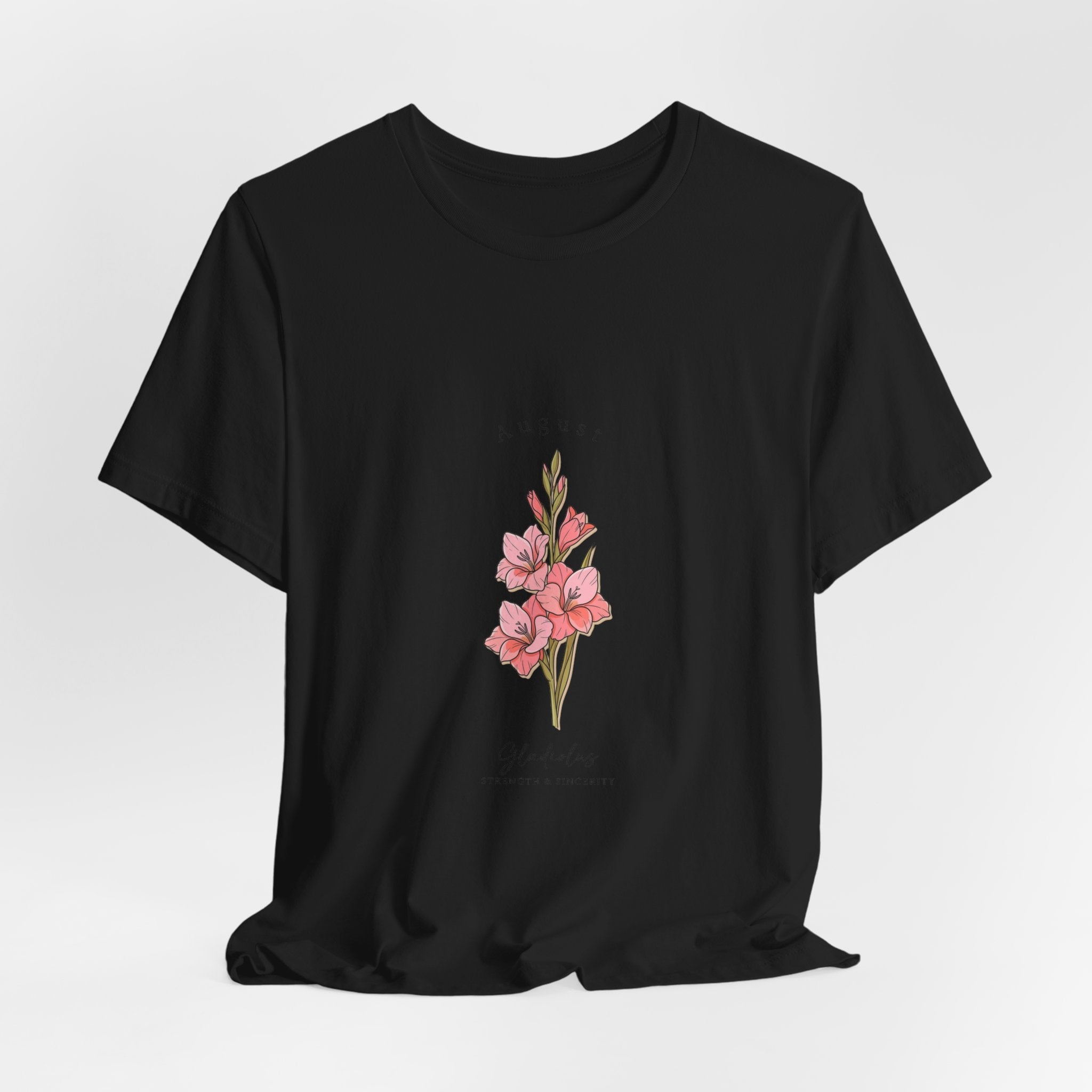 August Gladiolus Birth Month Flower Tee | Botanical Watercolor, Personalized