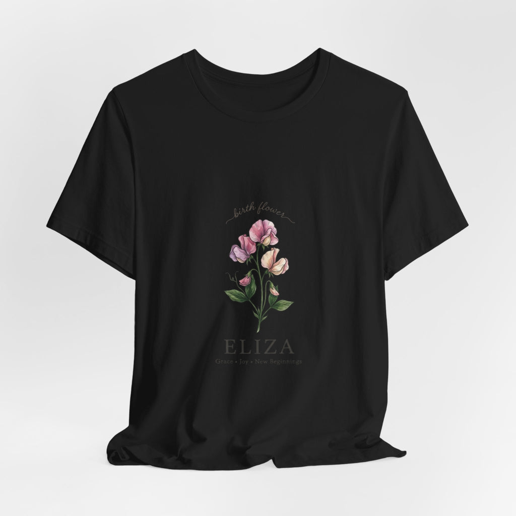 Birth Month Flower T-Shirt | Botanical Watercolor, Personalized Name