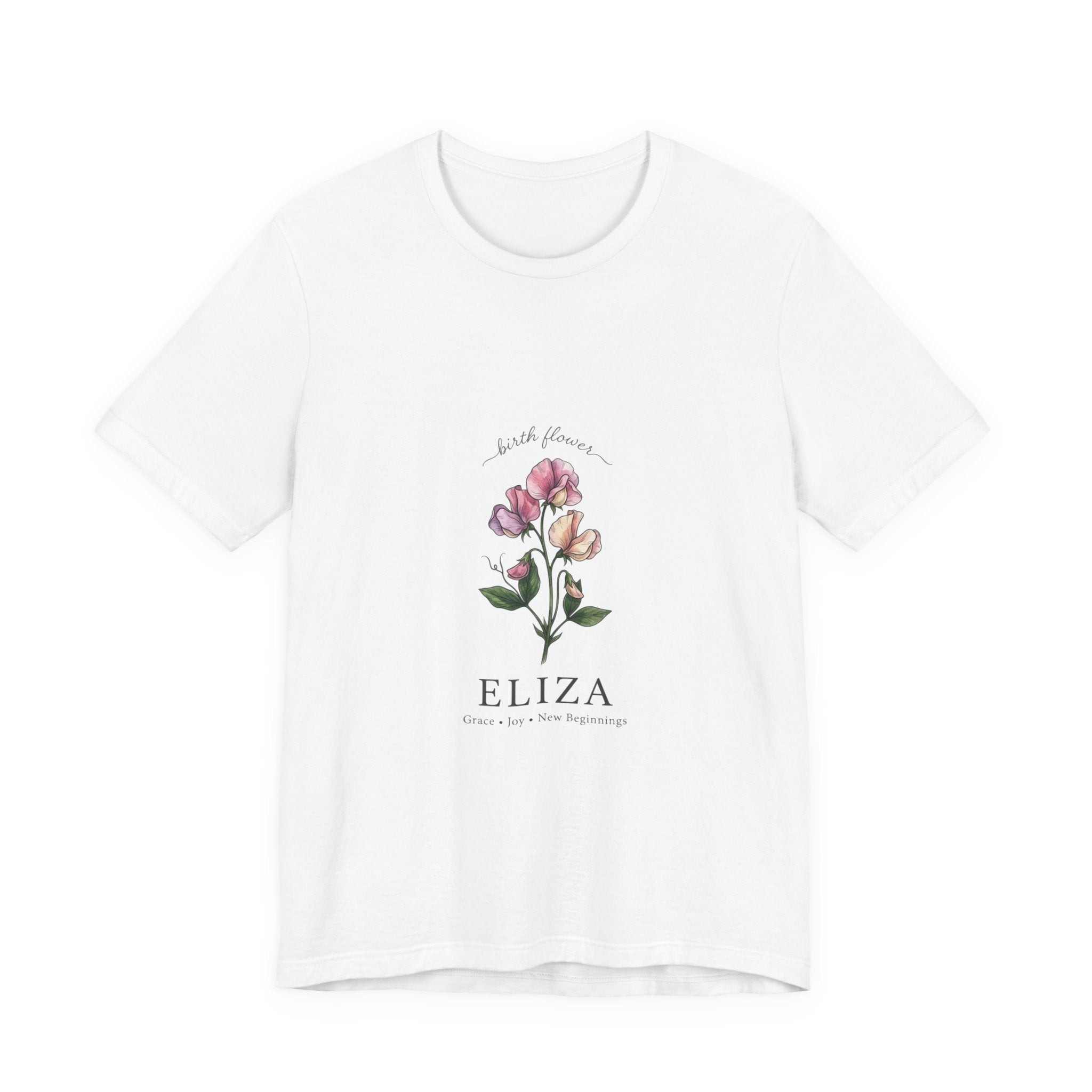 Birth Month Flower T-Shirt | Botanical Watercolor, Personalized Name