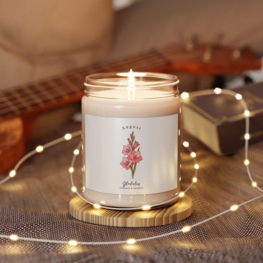 August Birth Flower Candle | Personalized Botanical, Watercolor Gladiolus