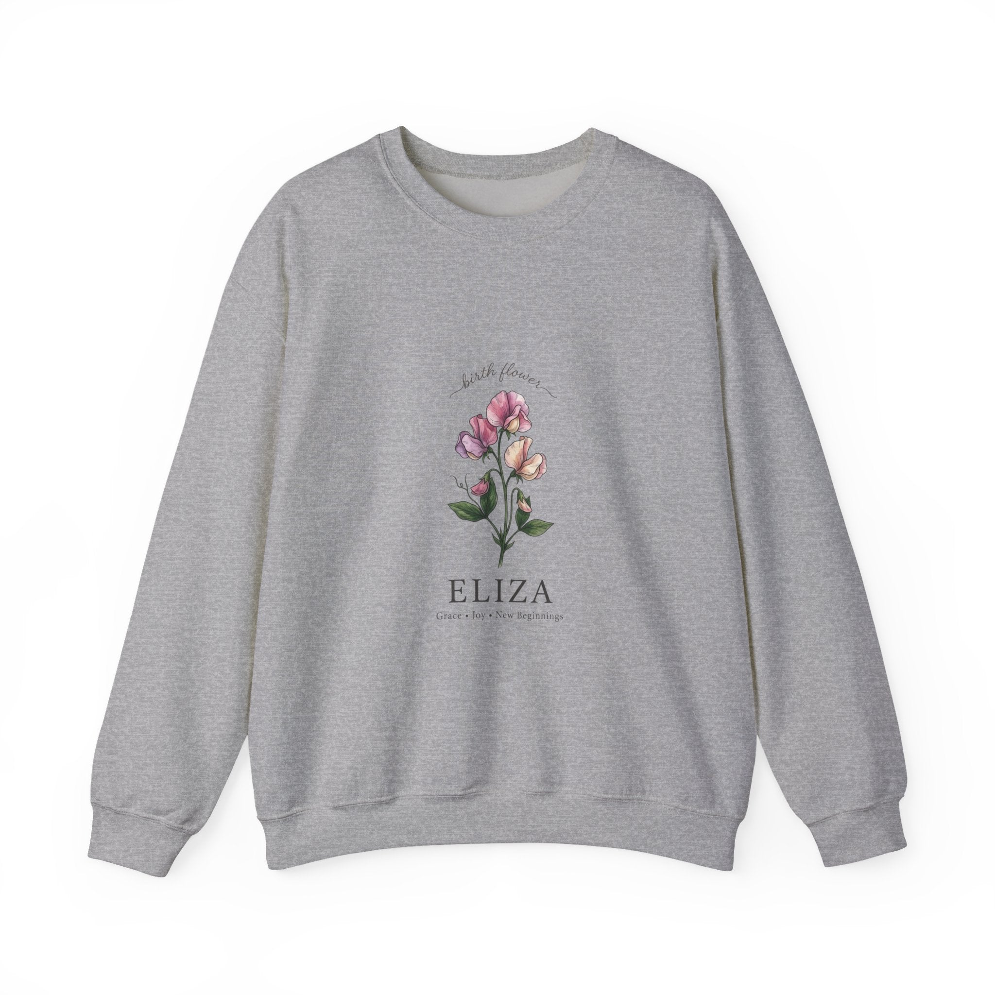 Personalized Birth Flower Sweatshirt | Botanical Watercolor, Custom Name