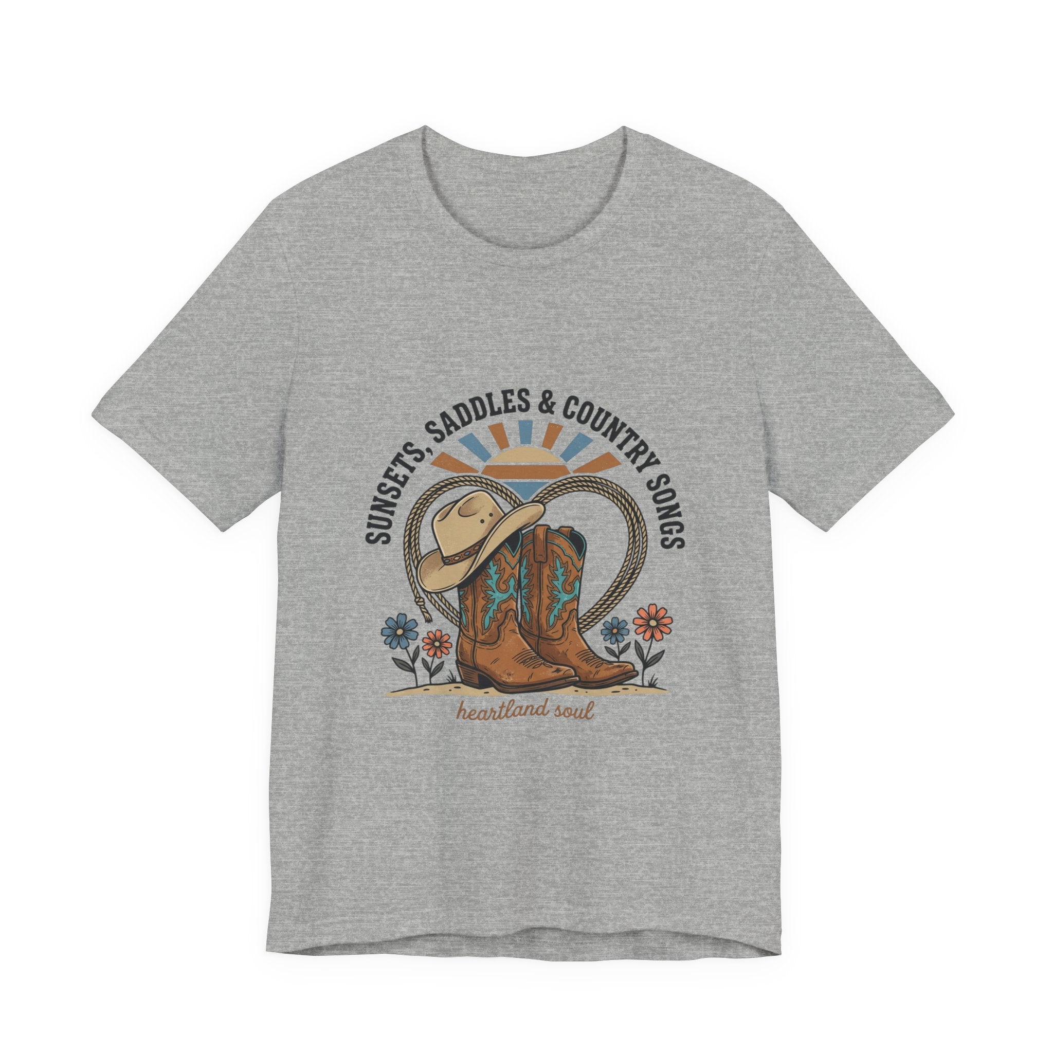 Sunsets Saddles & Country Songs Tee | western cowgirl ranch rustic