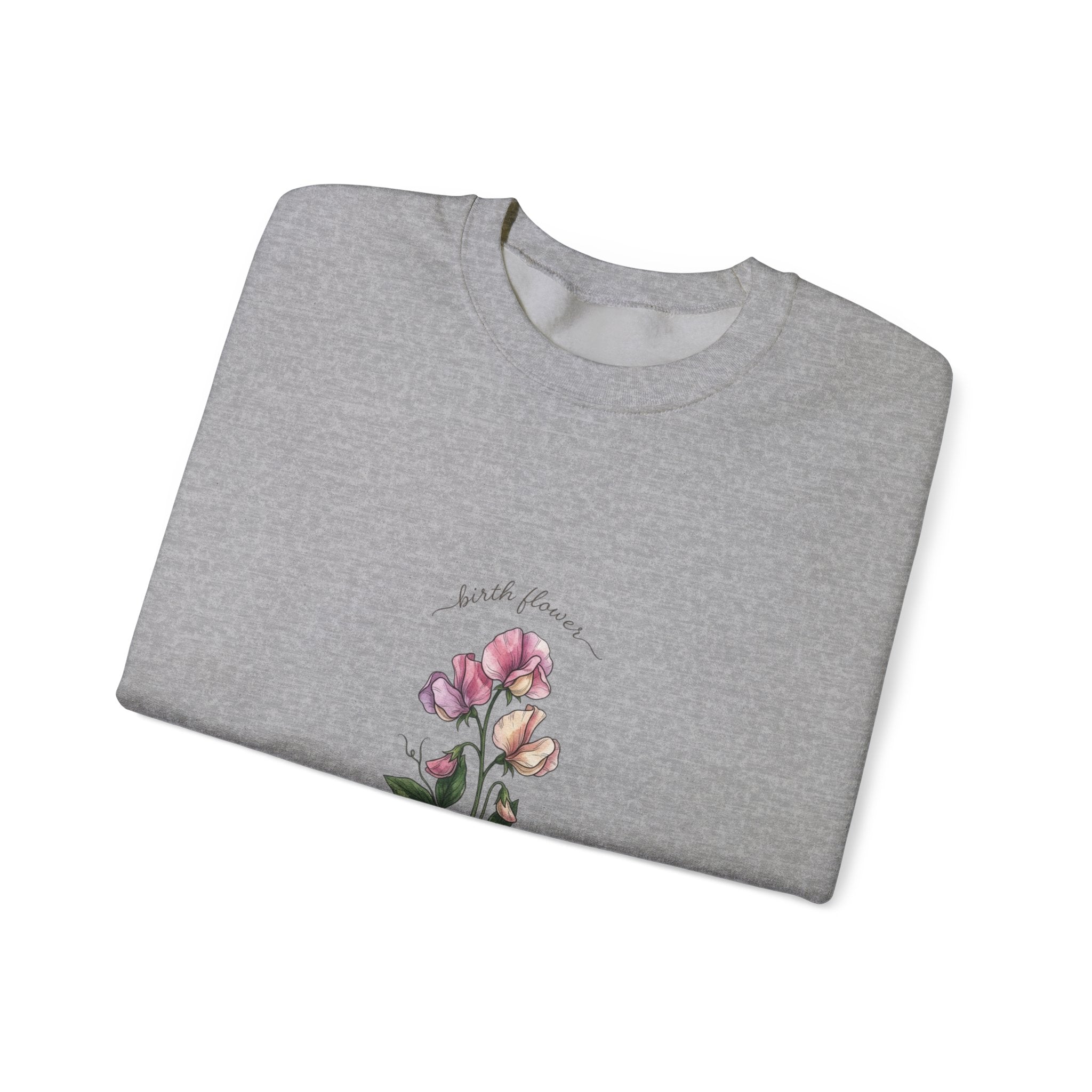Personalized Birth Flower Sweatshirt | Botanical Watercolor, Custom Name