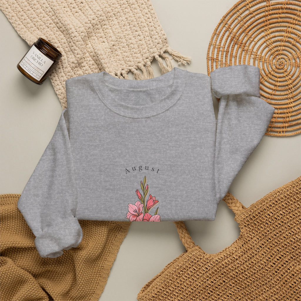 Gladiolus Birth Month Flower Sweatshirt | botanical watercolor, personalized name