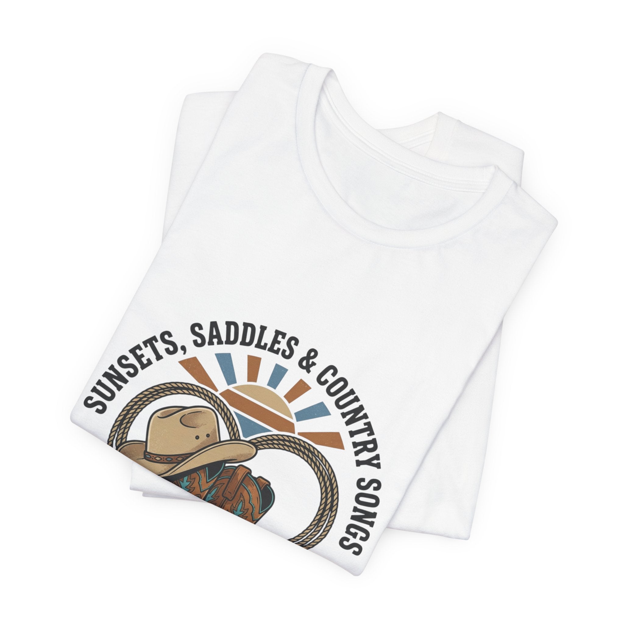 Sunsets Saddles & Country Songs Tee | western cowgirl ranch rustic